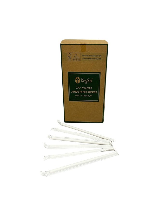 KingSeal 400 قطعة | ماصات شرب ورقية للاستخدام مرة واحدة من كينجسيل، معتمدة من مجلس رعاية الغابات (FSC)، مغلفة بالورق، بيضاء، طول 7.75 بوصة × قطر 6 مم، حجم "جامبو"، قابلة للتحلل الحيوي، صديقة للبيئة، عبوة كبيرة - 400 ماصة في العلبة - Image 2
